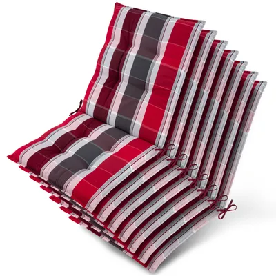 Produktbild von Beautissu 7er Set Sun-NL Niederlehner Auflage 100x50x8cm Rot-Anthrazit-Gestreift