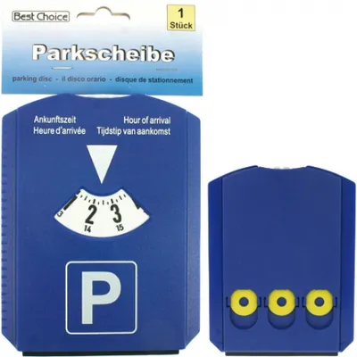 Produktbild von Auto Parkscheibe 15x12cm, mit Eiskratzer, Gummilippe, Einkaufswagen Chip