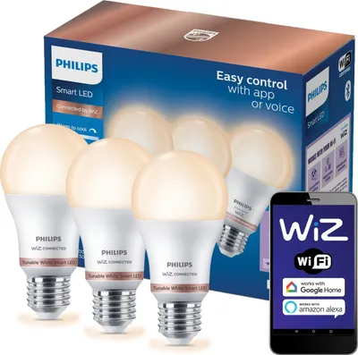 Immagine prodotto di 3x lampadina LED E27 8W = 60W 2700-6500K SMART WiFi Philips WiZ
