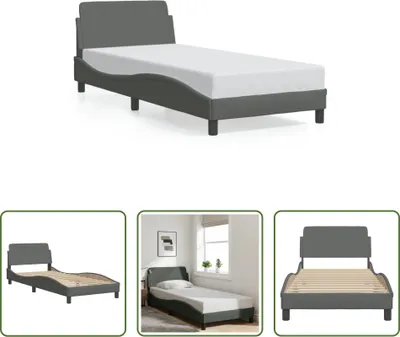 Produktbild von The Living Store Bettgestell mit Kopfteil Dunkelgrau 90x200 cm Stoff