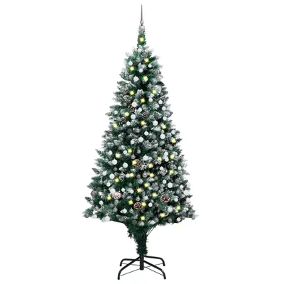 Obrázek produktu pro Nábytek Umělý vánoční stromek se světýlky a ozdobnými šiškami 240 cm - Vánoční girlandy 3077705