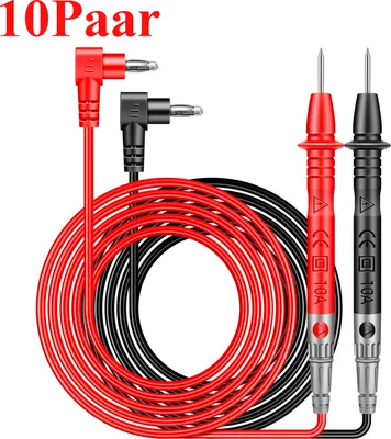 Produktbild von ANENG PT840 10 Paar Multimeter Messleitungen Set 1000V 10A Multimeter Klemmmessgeräte Kabel Prüfkabel Testkabel Set Strommessgeräte, Rot und Schwarz