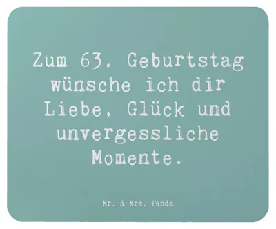 Produktbild von Mr. & Mrs. Panda Mousepad Spruch 63. Geburtstag Liebe Glück Momente - Meeresbrise - Geschenk, Mouse Pad, Geburtstagsgeschenk, pc mausunterlage, Mauspad, unvergessliche