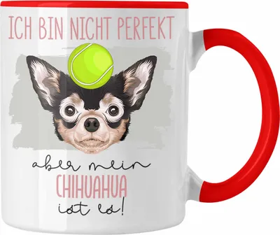 Produktbild von Trendation - Chihuahua Besitzer Tasse Geschenk Lustiger Spruch Geschenkidee Besitzerin Ich Bin Nicht Perfekt Aber Mein Chihuahua Ist Es (Rot)