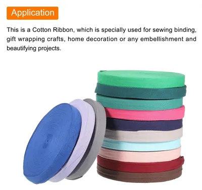 Imagen del producto de Cinta de tela de 25 mm - Cinta de algodón sesgada - Para coser/embalar - Manualidades/DIY - 50 metros - Algodón suave/natural - Accesorios para costura