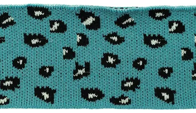 Cuff Bündchen Strickbündchen 110x7cm Baumwolle elastisch, Leopard alttürkis