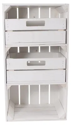 Produktbild von Regalkiste "Willi" in weiß mit zwei Schubladen 68x40x31