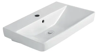 Produktbild von sanicomfort Waschbecken OPIA, eckig, 55 cm, Waschtisch aus Sanitärkeramik, weiß
