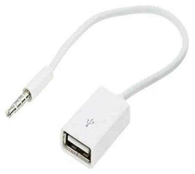 Produktbild von 15 cm langes Aux-In-Kabel mit 3,5-mm-Klinkenstecker auf USB-2.0-Buchse
