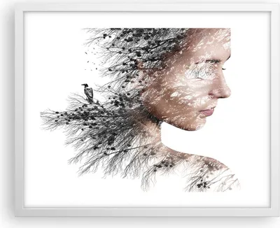Produktbild von Gerahmtes Poster - Weißer Rahmen - Frau doppelt Belichtung - 50x40 cm - Wand Bild - Wanddeko - Wandbilder - Kunstposter - Wandposter - Bilderrahmen - Bilder - Kunstdruck - Wandbild - P2WAA50x40-4338
