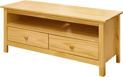 Immagine prodotto di Mobile TV Möbilia | 2 cassetti | Legno massello di pino | L 110 x P 39 x A 47 cm | Colore naturale | 19020048 | Serie LOWBOARD