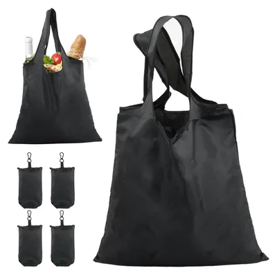 Image de Lot de 4 sacs pliables pour courses, couleur noire