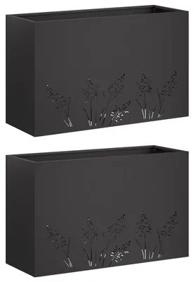 Image de vidaXL Jardinières pour plantes, lot de 2, noir, 80 x 30 x 49 cm