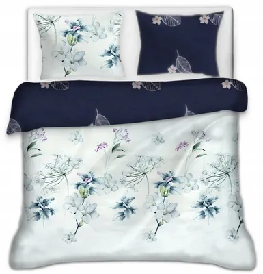 Produktbild von Baumwolle World Flanell Bettwäsche Weiß-marineblau 200x220 cm