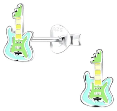 Produktbild von Ohrringe Kinder Silber 925: Ohrstecker E-Gitarre
