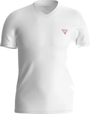 Produktbild von Herren Weißes Baumwolle T-Shirt, Super Slim Fit, V-Ausschnitt