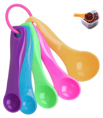 Messlöffel-Set, 5 Stück, bunt, 1–15 ml, für Kochen & Backen