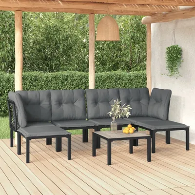 Produktbild von 7-tlg. Garten-Lounge-Set Schwarz und Grau Poly Rattan , Gartenmöbel-Sets Design 2024