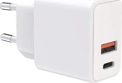 Image de Chargeur USB A + USB C 20W (18W/20W) PD Blanc WOW