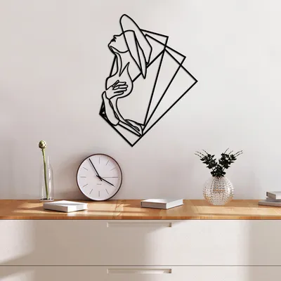 Obrázek produktu pro Wallity, Woman 1 - M, Dekorativní kovový doplněk na zeď, 100 % KOV, černá, 50 x 37 cm