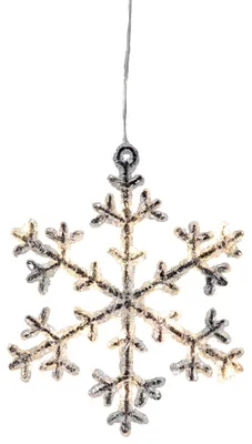 Produktbild von Deko-Licht ,Icy' mit Batterien und Timer, Weihnachtsbeleuchtung mit Schneeflocke, transparent, warmweiß, H 20cm