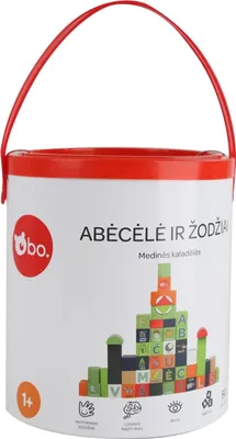 Zdjęcie produktu dla Zestaw drewnianych klocków z alfabetem i słowami do nauki i zabawy