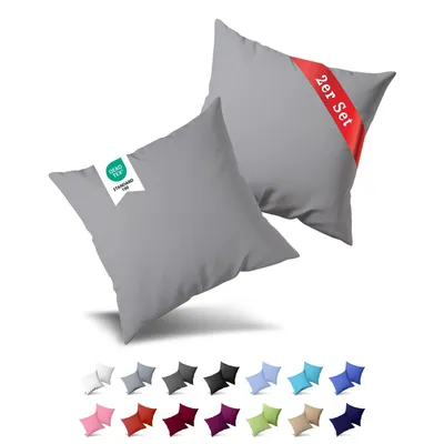 Produktbild von Buymax 2er Pack Kissenbezug Kissenhülle 40x40 cm Jersey Uni Baumwolle Silber
