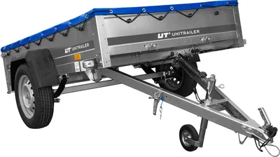 Obrázek produktu pro Přívěs za auto na pružinách 200x125 UNITRAILER GARDEN 201/R KIPP s rámem H-0 a modrou plachtou