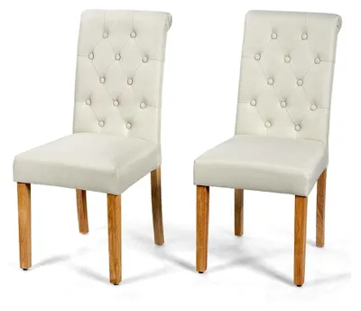 Produktbild von Esszimmerstühle 2er Set, Küchenstühle mit Gummiholzbeinen, gepolsterte Stühle mit hoher Rückenlehne, Stühle für Esszimmer und Küche (Beige)