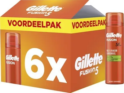Produktbild von Gillette Fusion Rasiergel - Mit Mandelöl - Für empfindliche Haut - Vorteilspackung 6 x 200ml