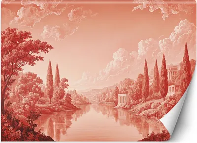 Obrázok produktu pre Vliesová fototapeta Krajina červeného jazera 250x175 cm Feeby Červená lepidlo je súčasťou dodávky jednoduchá inštalácia
