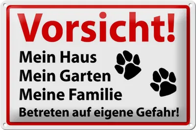 Produktbild von Blechschild Hinweis 30x20cm Vorsicht mein Haus mein Garten