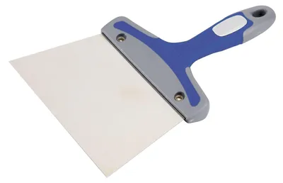 Productafbeelding van Spachtel van roestvrij staal, 140 mm, met een handgreep bestaande uit twee componenten, ideaal voor bouwmaterialen en