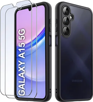 Obrázok produktu pre Puzdro pre Samsung A15 4G | A15 5G MATNÉ POSILNENÉ ČIERNE SÚPRAVA 2x SKLO