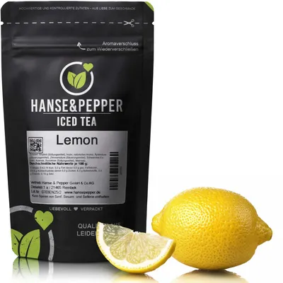 Produktbild von 240g (ca. 20 L Getränk) Iced Tea Pulver Lemon Geschmack mit Vitamin C aus Acerola & Kokoswasserpulver