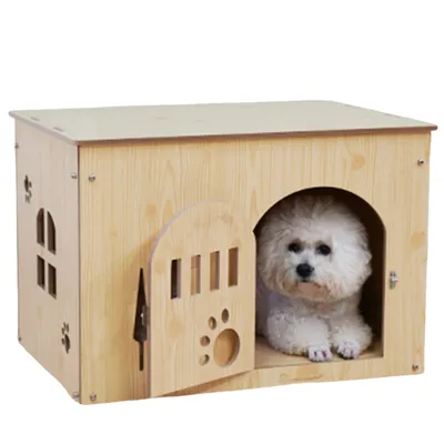 Produktbild von Hundehütten, DIY Hundehütte, Holz Haustierhütte, Hundekäfig, Katzenhaus für Indoor, Hundehöhle, Hundehaus, Trockenbox für Haustiere, 42∗59∗40 cm