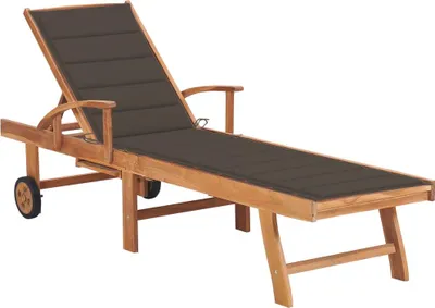 Produktbild von vidaXL Sonnenliege mit Auflage Taupe Massivholz Teak