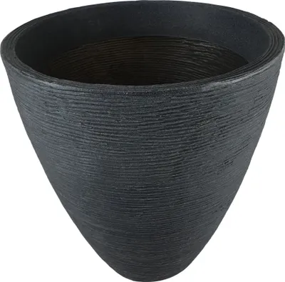 Produktbild von Pflanzkübel rund mit Rillen Kunststoff Pflanztopf 40 x 42 cm anthrazit