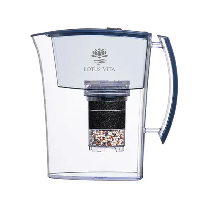 Produktbild von Lotus Vita Wasserfilter Kanne Lotus 1,6L - Blau - Natura Plus