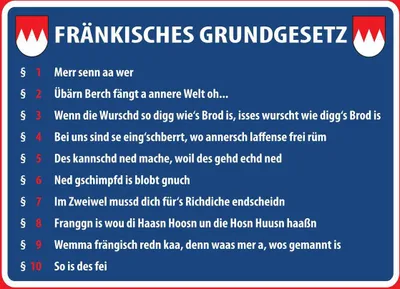 Produktbild von vianmo Holzschild 30x40 cm Fränkisches Grundgesetz