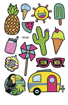 Produktbild von folia Puffy-Sticker Summer Blattformat: 105 x 160 mm 13 Stück auf 1 Blatt