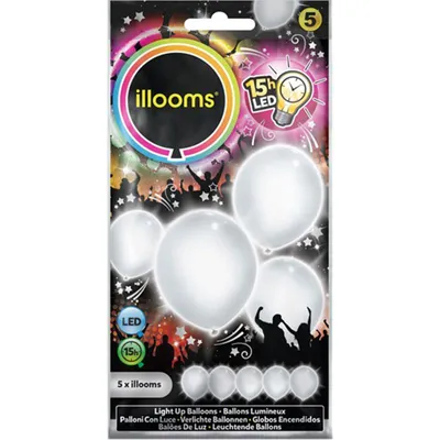 Obrázek produktu pro illooms LED světlo balón balón 5 balení bílé pro narozeninovou párty