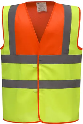 Produktbild von YOKO HVW100 | Sicherheitsweste High Visibility 2 Bands & Braces Waistcoat - Farbe: Orange Yoke/Hi-Vis Yellow - Größe: S