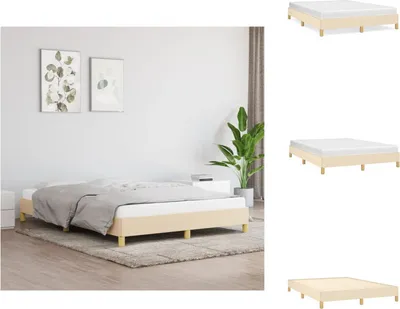 Produktbild von vidaXL Bettgestell Creme 140x190 cm Stoff -  Betten & Bettgestelle