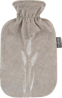 Produktbild von Fashy Wärmflasche 2 ltr. mit Flauschbezug und Stickerei Gräser beige