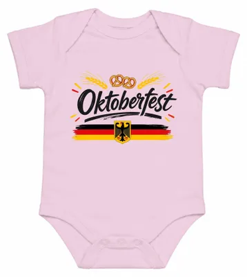 Produktbild von Deutschland Bundesadler Brezel Trachtenshirt Lederhose Baby Body, Pink, 6/12