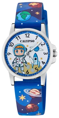 Produktbild von Calypso Kinderuhr Edelstahl analog Quarz blaues Kunststoffband K5790/3