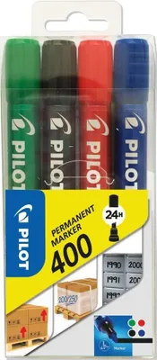 Image de PILOT Marqueur permanent 400 pointe biseautée étui de 4 pièces