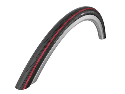 Image de SCHWALBE Pneus "Lugano" PolyamideGuard, HS 471, 50 EPI, Active Line Modèle d'entrée de gamme fiable pour le vélo de course., 700 * 25C (25-622), noir / rouge, fil, 350g