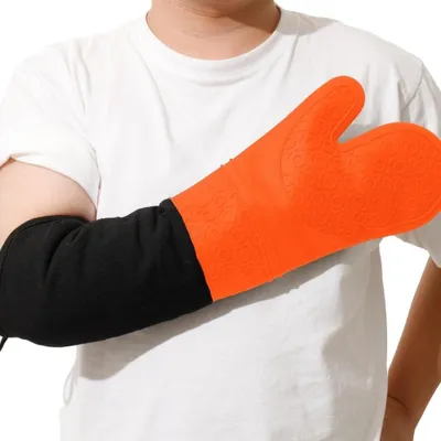 Produktbild von Extra lange Ofenhandschuhe - 2 Stück hitzebeständig bis 500 Grad